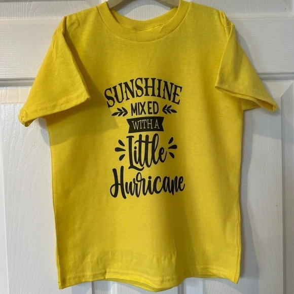 Customer made tee shirt yellow sunshine hurricane‎ shirt size small youth - Picture 1 of 4